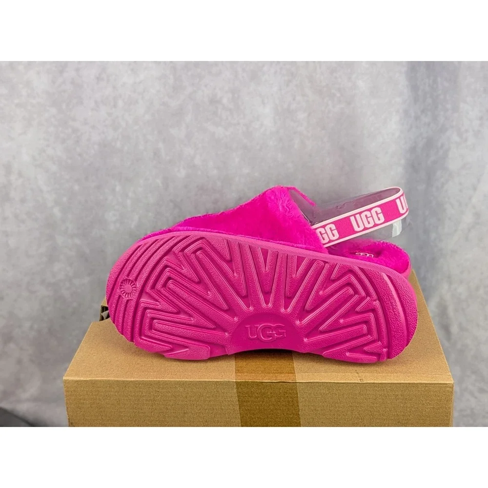UGG Kids Fluff Yeah Clog Rock Rose Pink Elastic Slingback Sandals Size 4